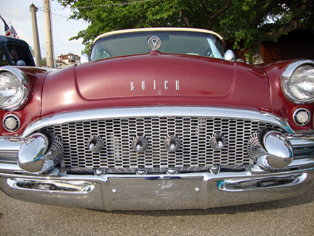 A headon look at a 1955 Buick Special 2door hardtop as it sat on display